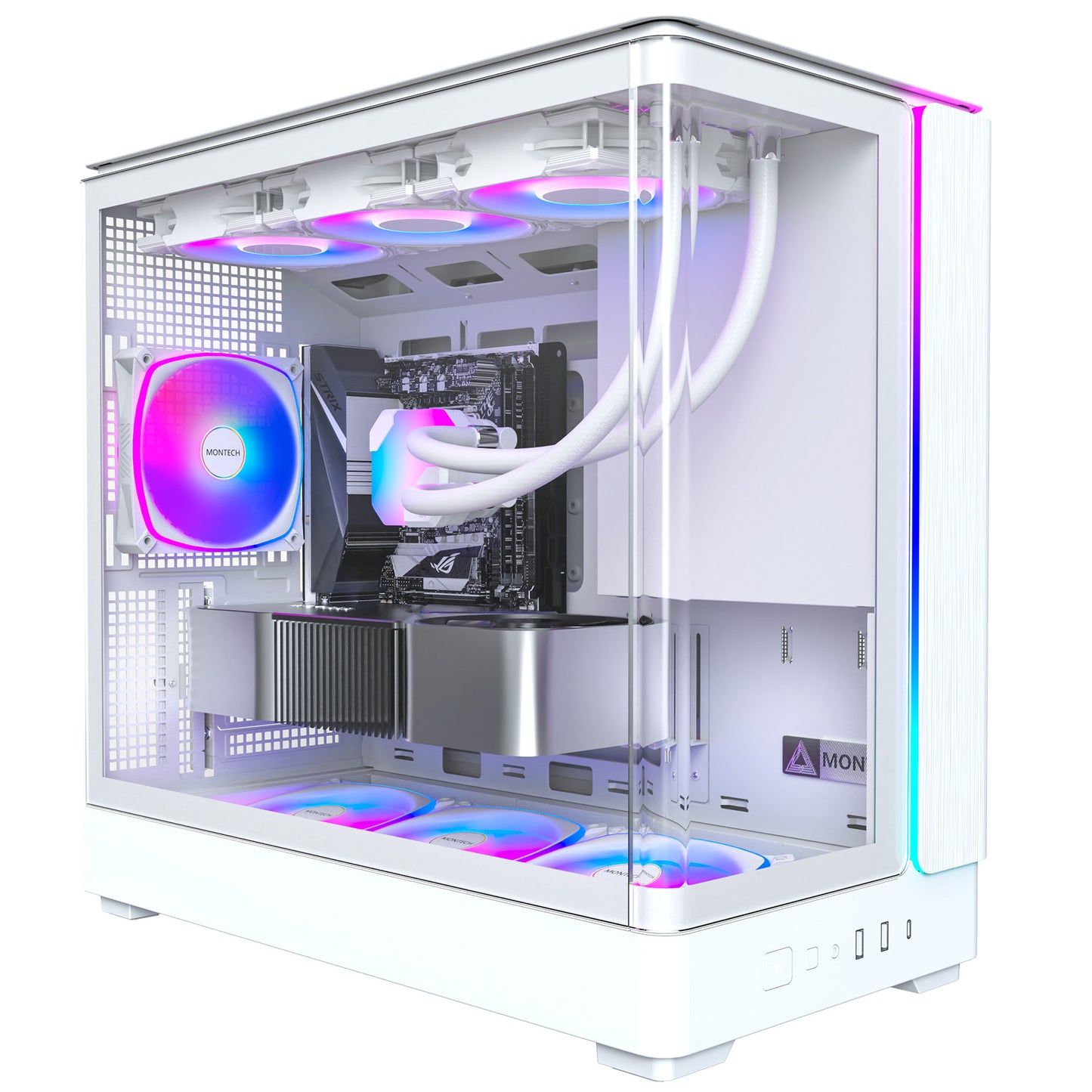 Montech king 15 pro midi tower behuizing (wit | 2x usb-a | 1x usb-c | rgb | window)