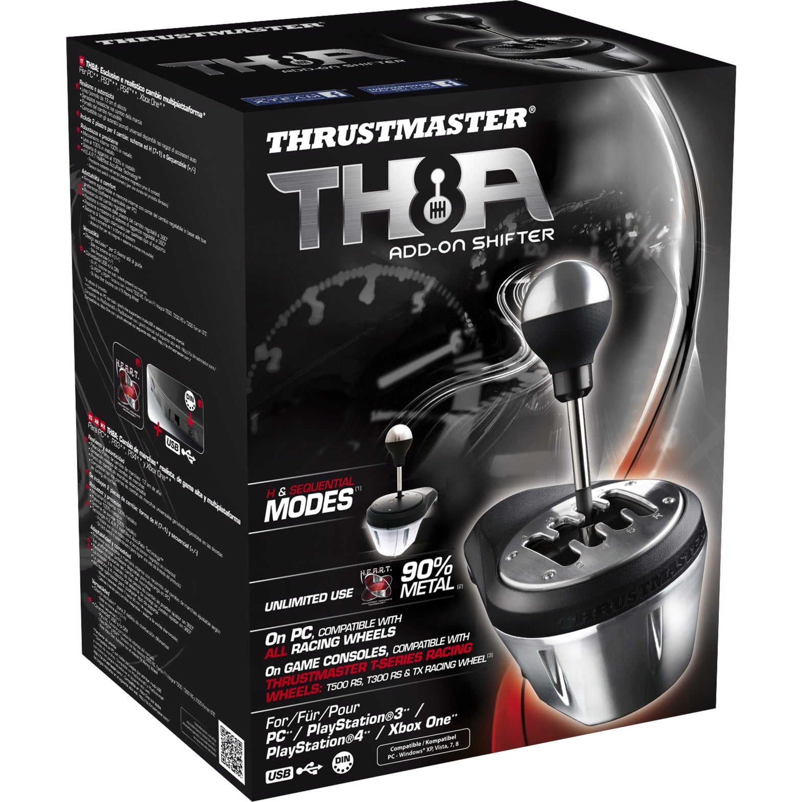 Thrustmaster th8a add-on gaming shifter (zwart zilver, pc, ps5, ps4, xbox series x|s, xbox one)