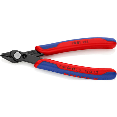 Knipex electronic super knips 78 81 125 elektronica-tang (rood blauw, verbinding met roestvrij stalen klinknagel, draadklem)