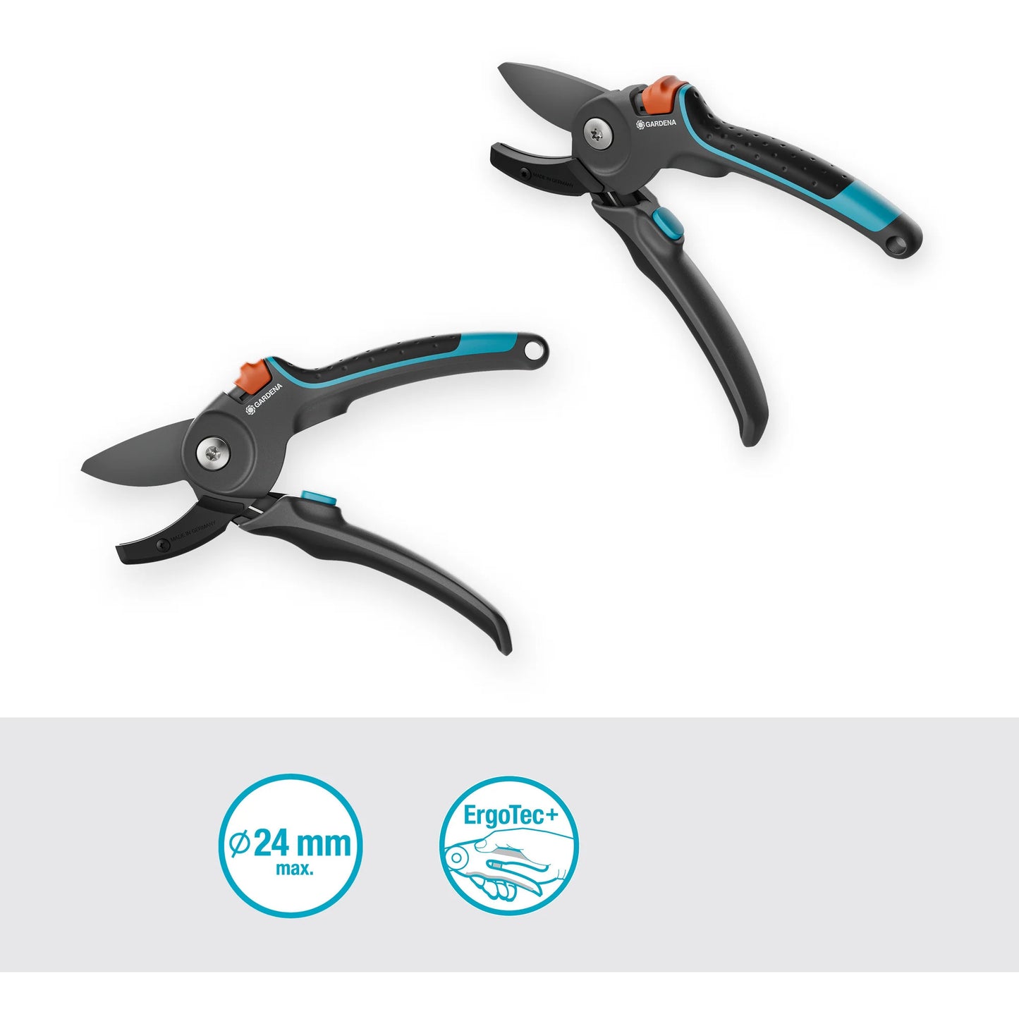 Gardena snoeischaar premiumcut pro voor droog hout met aambeeldsnede (grijs turquoise, 24 mm snoeidiameter)