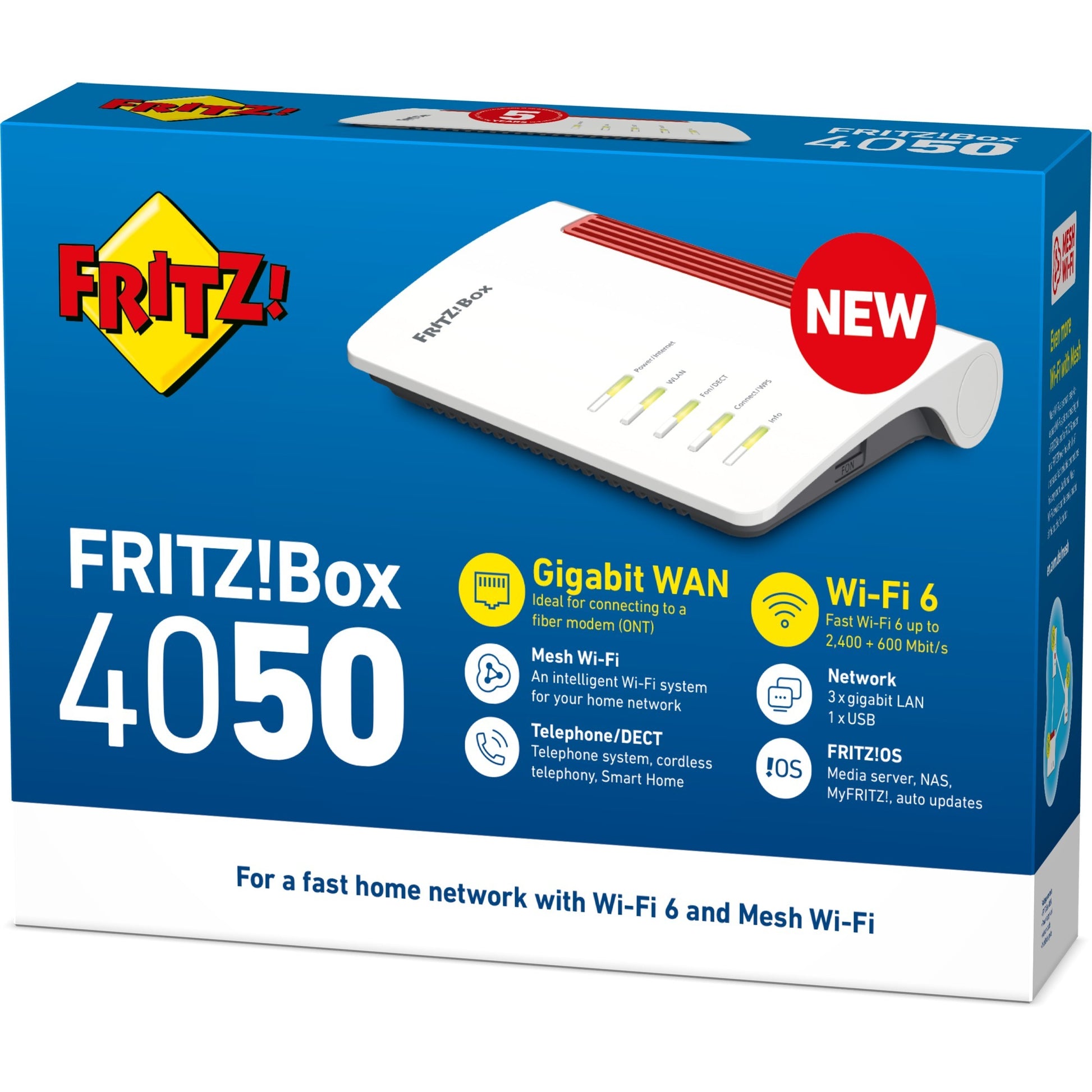 Fritz! box 4050 edition international router (wit rood, mesh wi-fi)