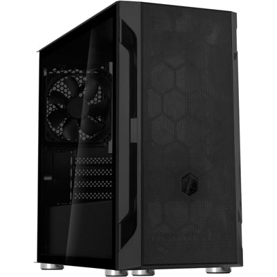 Silverstone sst-fah1mb-g midi tower behuizing (zwart | 3x usb-a | tempered glass)