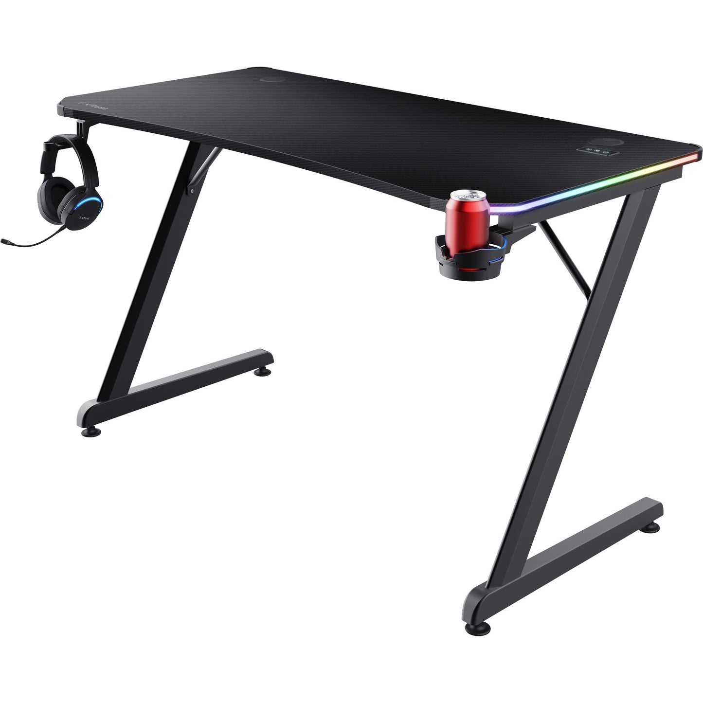 Trust gxt 709 luminus rgb-gamingbureau gaming desk (zwart)