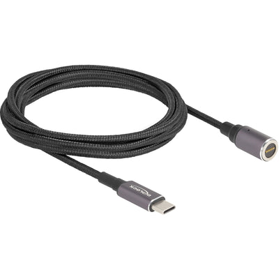 Delock laptop charging cable usb type-c male to magnetic 8 pin connector 1.8 m kabel (antraciet zwart)