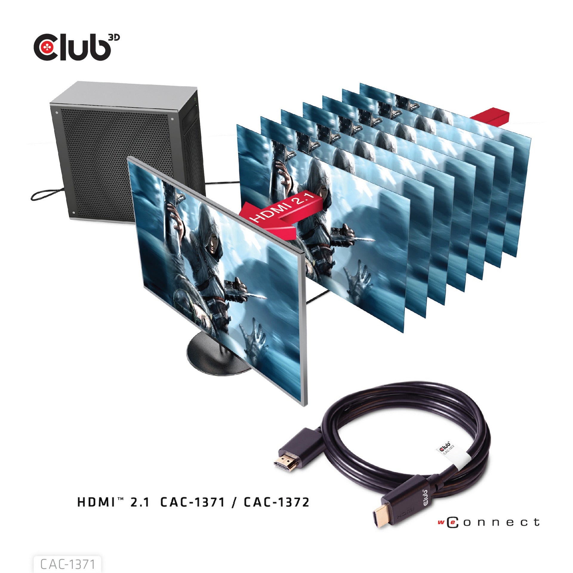 Club 3d gecertificeerde ultra high speed hdmi 2.1 kabel (zwart, 1 meter, 8k)