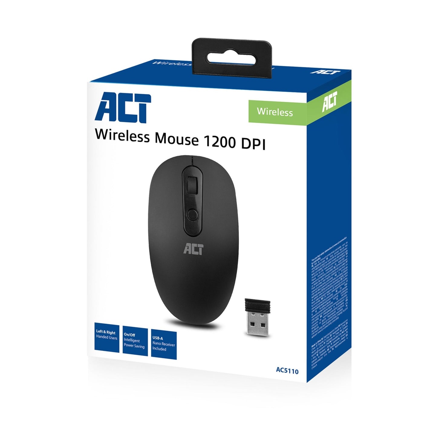 Act connectivity ac5110 draadloze muis 1200 dpi (zwart, 1200 dpi | voor links- en rechtshandigen)