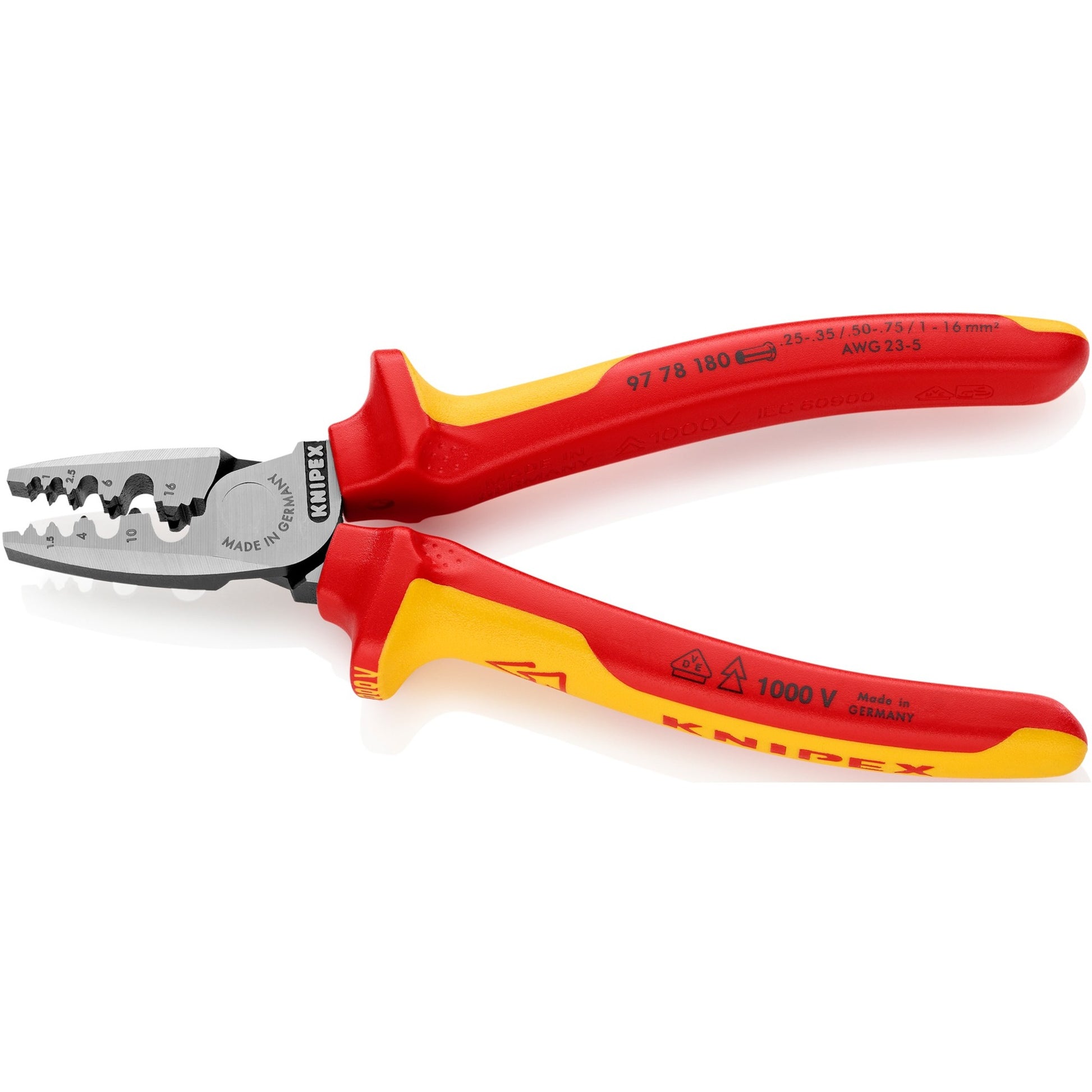 Knipex adereindhulstang 0,25-16,0 mm vde - 97 78 180 - 9778180