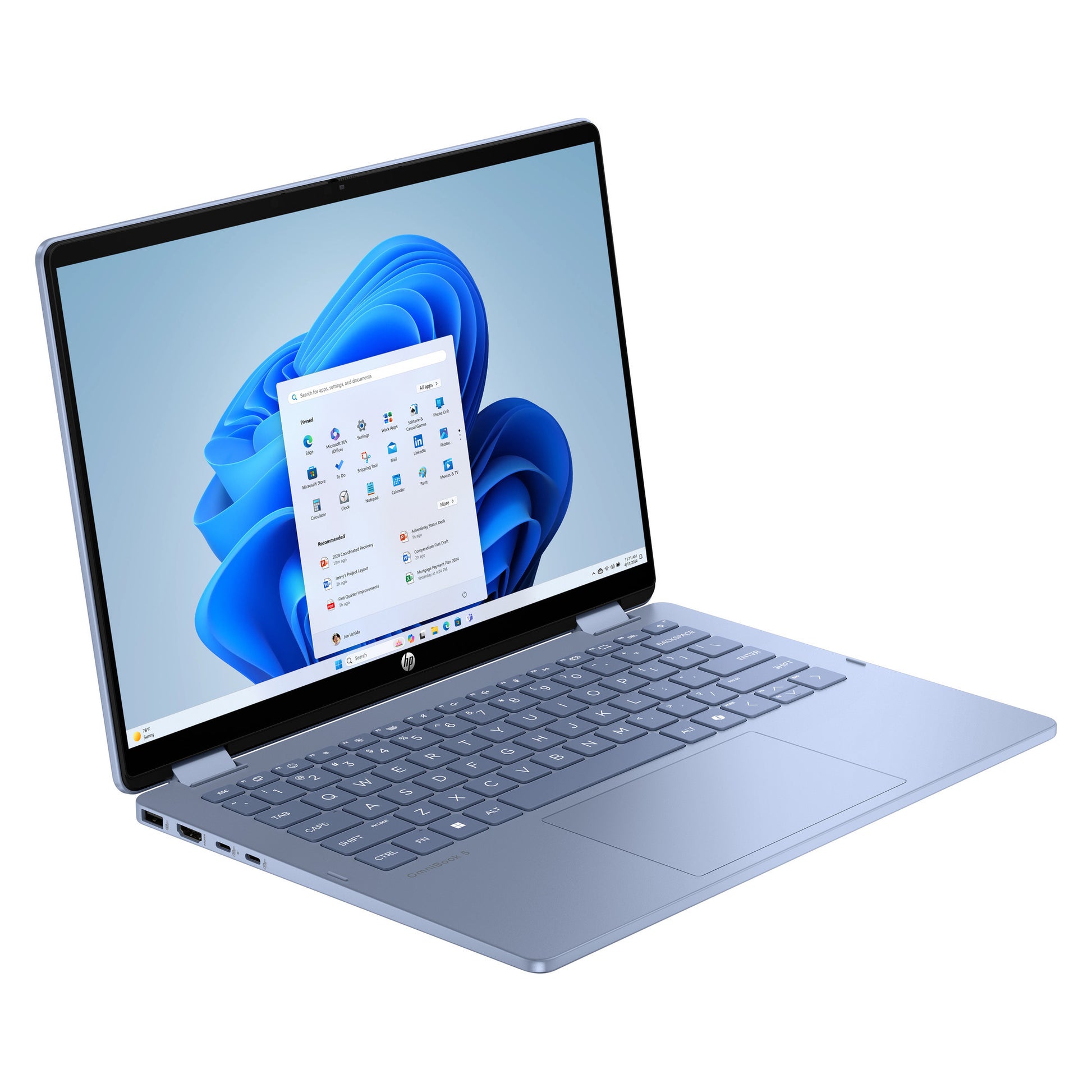 Hp omnibook 5 flip 2-in-1 14-fp0251ndx 14 laptop (blauw | core 5 120u | intel graphics | 8 gb | 512 gb ssd | touch)