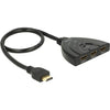 Delock 3 x hdmi in > 1 x hdmi out hdmi switch (zwart, 50 centimeter, 4k)