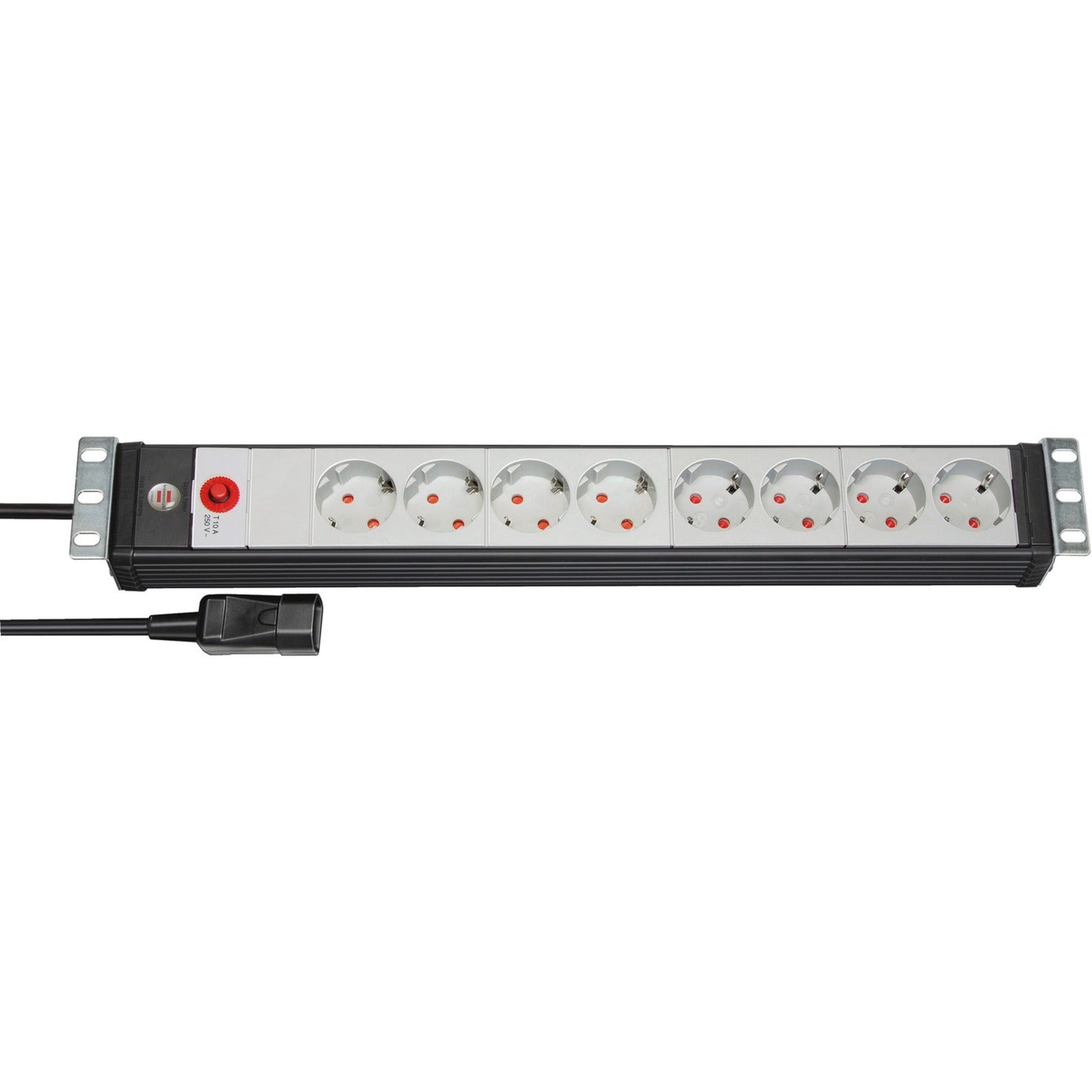 Brennenstuhl premium-line 19 contactdoosstrip voor schakelkasten 8-voudig zw lichtgr 3m h05vv-f 3g1,5 19 -format