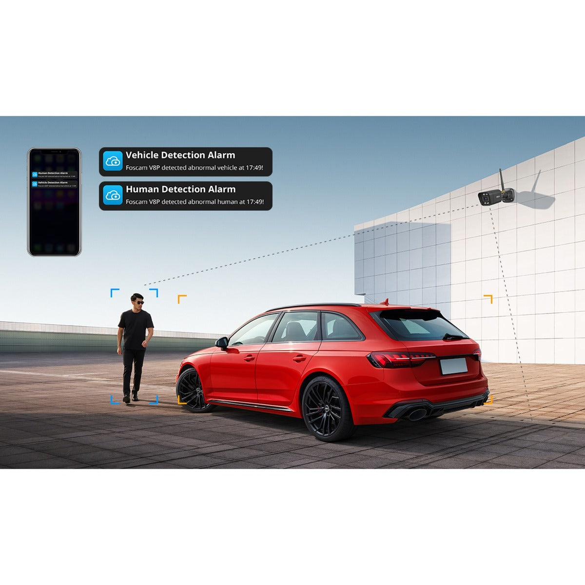 Foscam v8p, 4k 8mp dual-band wifi beveiligingscamera (zwart, met geluid- en lichtalarm)