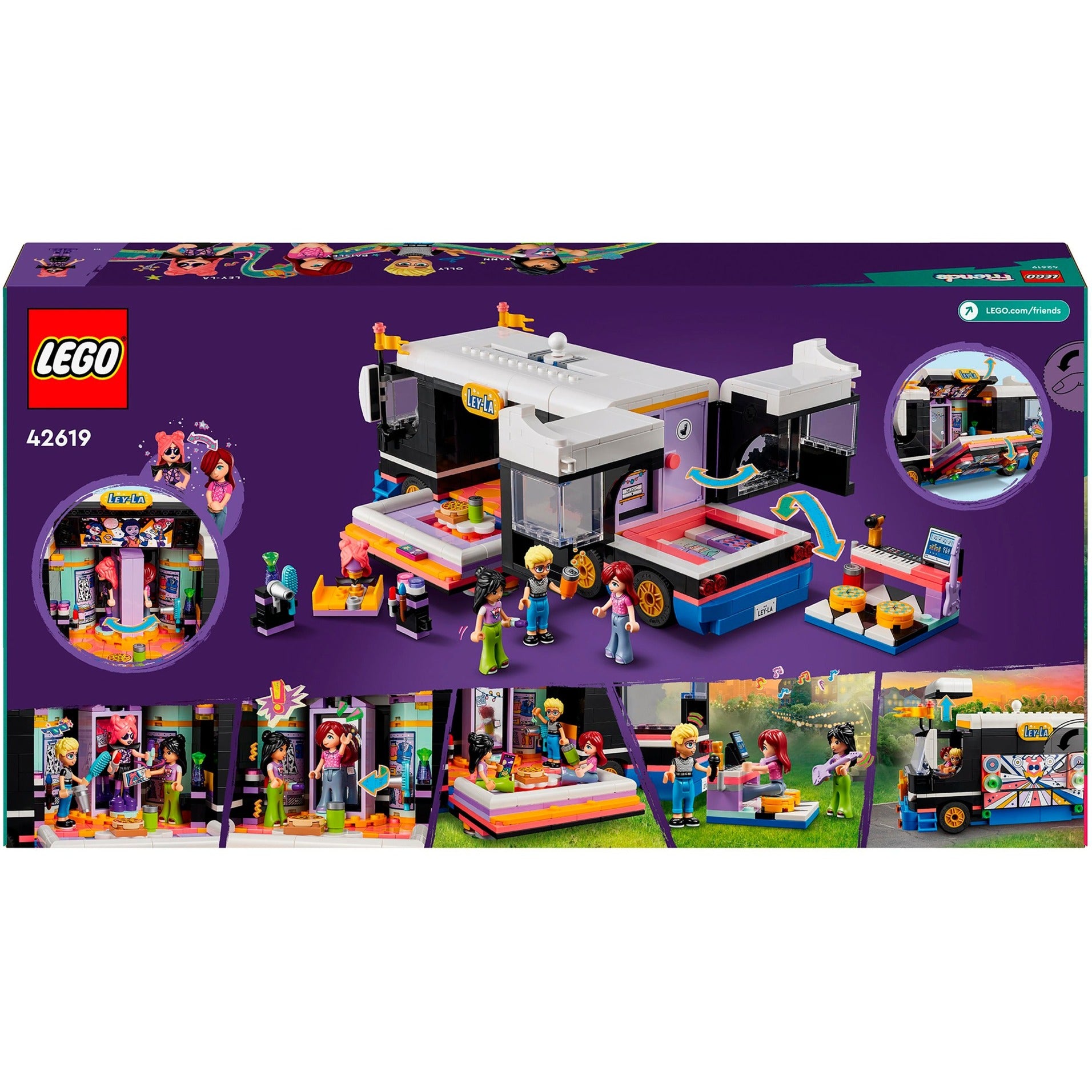 Lego friends - toerbus van popster constructiespeelgoed (42619)
