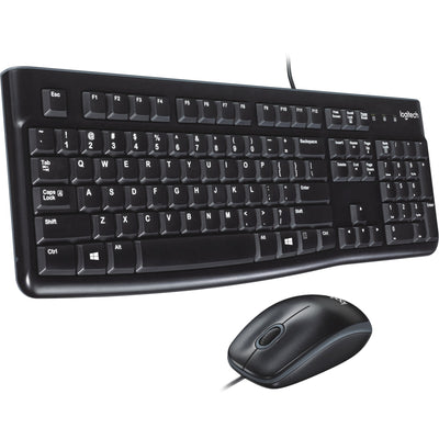 Logitech mk120 desktopset (zwart, eu lay-out (qwerty), rubberdome)