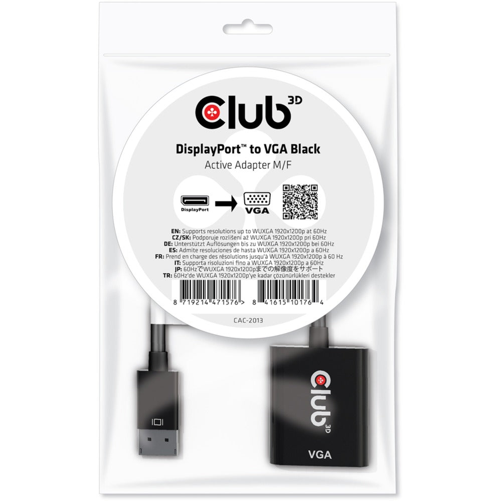 Club 3d displayport 1.1 naar vga actieve adapter (zwart)