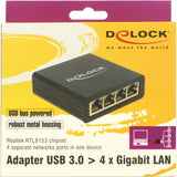 Delock usb-b 3.2 gen 1 naar 4x gigabit lan rj-45 adapter (zwart) - afbeelding 5