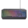 Trust gxt 836 evocx rgb gaming toetsenbord (zwart, us lay-out (qwerty), membraan, 100%, rgb)