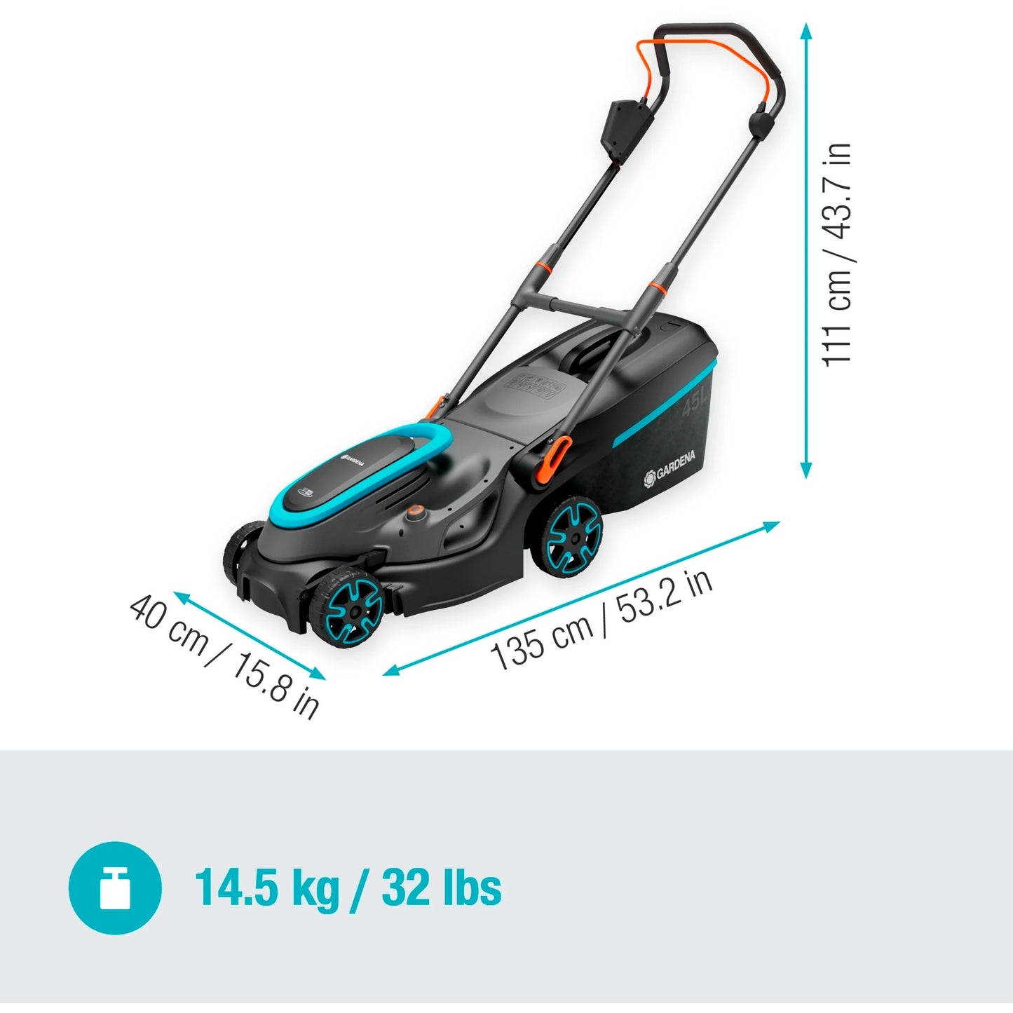 Gardena powermax 37 36v p4a solo grasmaaier accu zonder accu, zonder lader, in hoogte verstelbare greep 18 v snijbreedt
