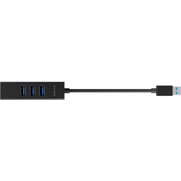 Icy box ib-hub1419-lan usb-hub (zwart, 3x usb-a 3.2 (5 gbit s), 1x lan)