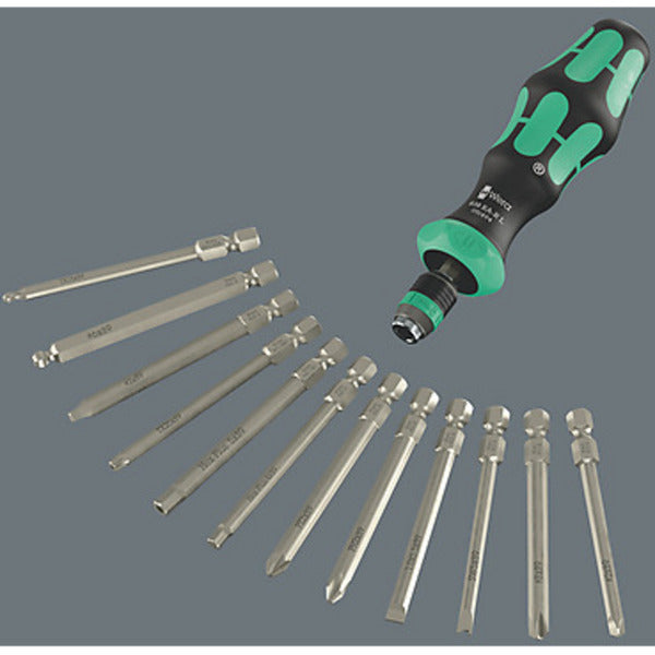 Wera 838 ra-r l bithandhouder met ratelfunctie, 1 4 schroevendraaier (zwart groen)