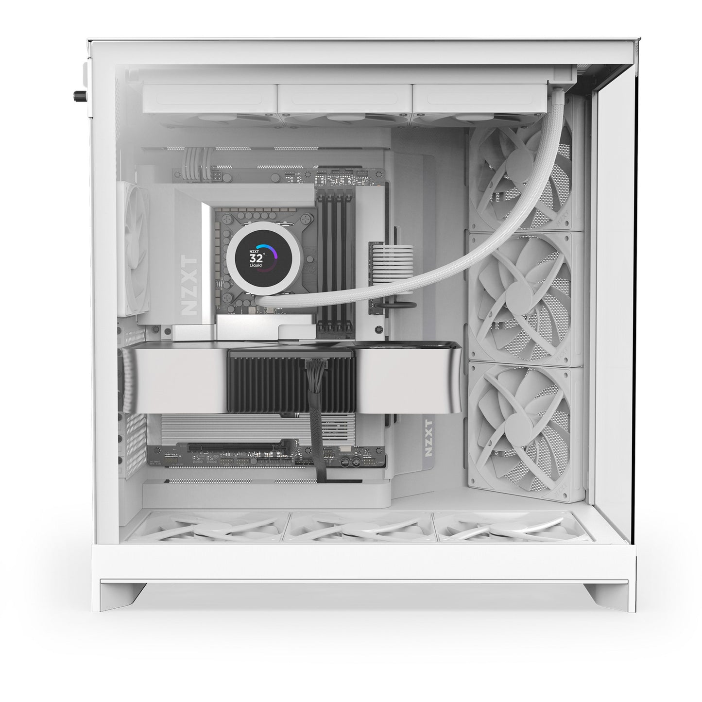 Nzxt h9 flow midi tower behuizing (wit (mat) | 2x usb-a | 1x usb-c | tempered glass)