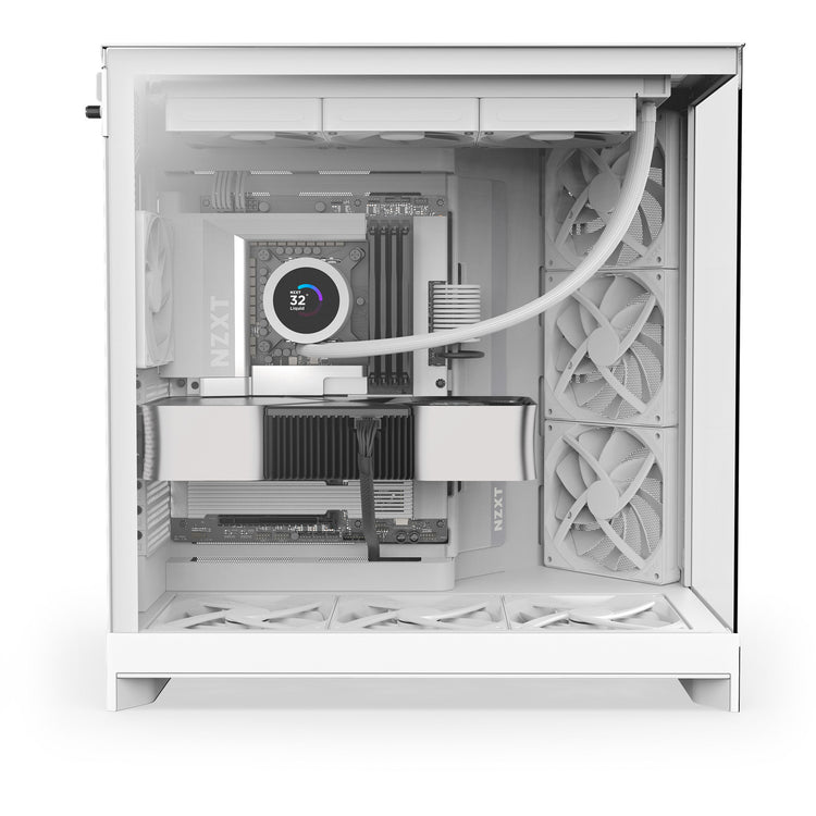 Nzxt h9 flow midi tower behuizing (wit (mat) | 2x usb-a | 1x usb-c | tempered glass)