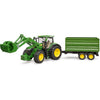 Bruder john deere 7r 350 met frontlader en transportaanhanger modelvoertuig (03155)