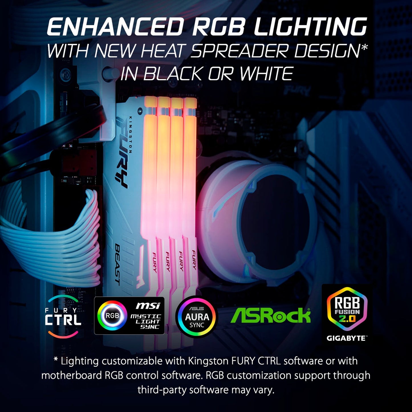 Kingston fury 16 gb ddr5-5600 werkgeheugen (wit, kf556c40bwa-16, beast rgb, xmp)