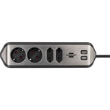 Brennenstuhl estilo hoekstekkerdoos 4-voudig stekkerdoos (zwart roestvrij staal, 2x usb) - afbeelding 5