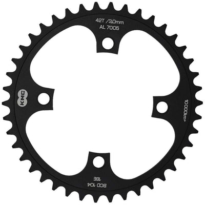 KMC tandwiel 38T, aluminium 1 2x1 .BCD 104mm. kettinglijn 3.0mm single speed