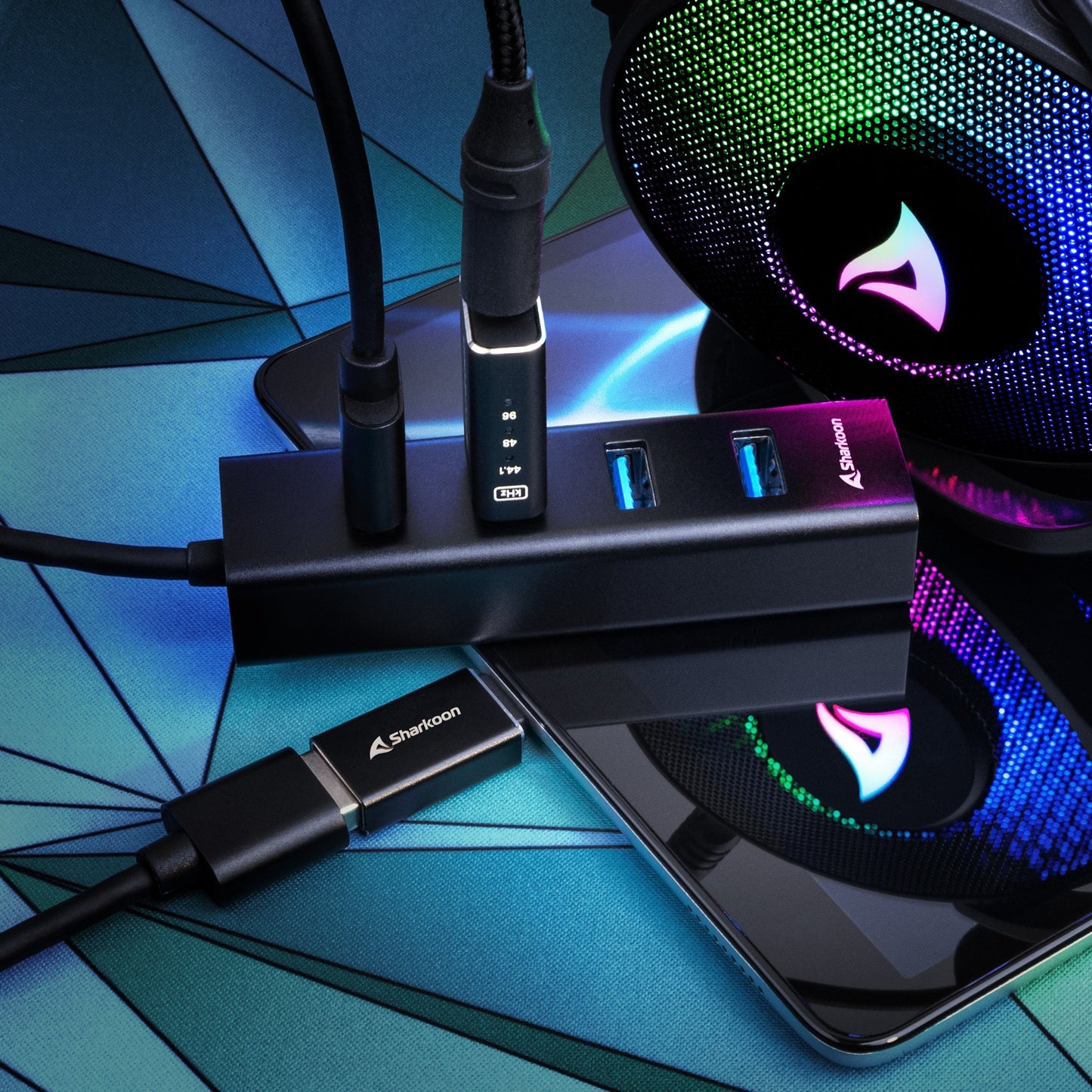 Sharkoon 4-port usb 3.2 gen 1 aluminium usb-hub (zwart)