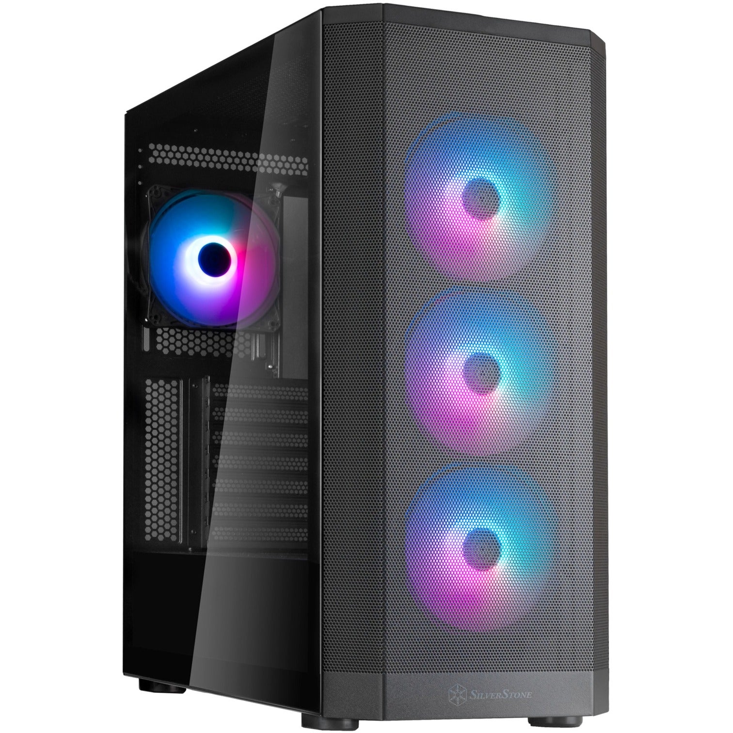 Silverstone fara 514x midi tower behuizing (zwart | 2x usb-a | 1x usb-c | rgb | tempered glass)