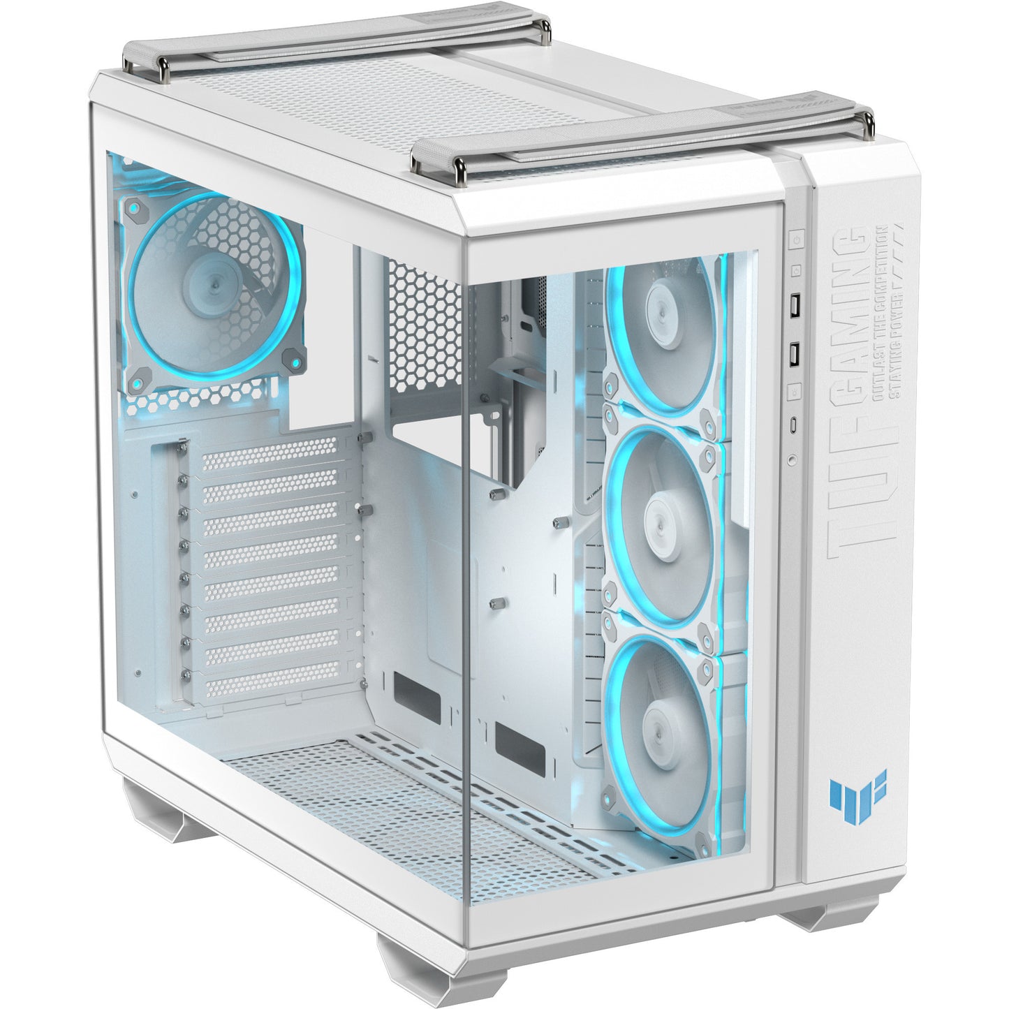 Asus tuf gaming gt502 horizon argb midi tower behuizing (wit | 3x usb-a | 1x usb-c | tempered glass)