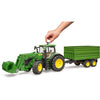Bruder john deere 7r 350 met frontlader en transportaanhanger modelvoertuig (03155)