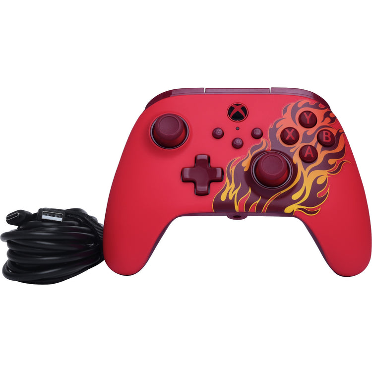 Powera advantage controller met kabel voor de xbox series x|s - rood vuur (rood, xbox series x|s, xbox one, pc)