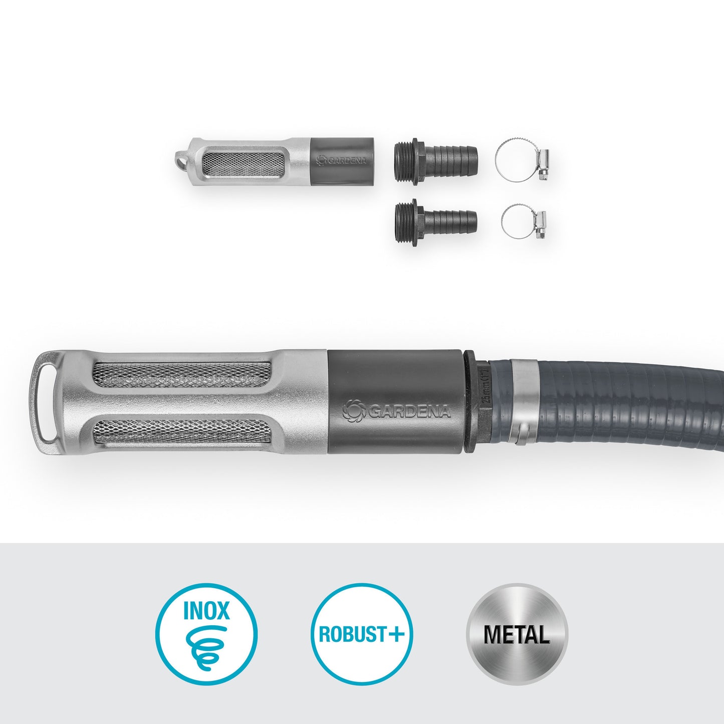 Gardena zuigfilterset met terugslagklep (grijs zilver)