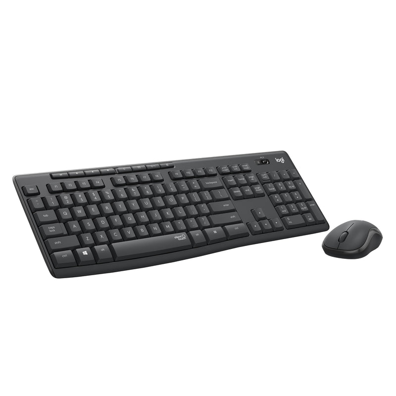 Logitech mk295 silent wireless keyboard and mouse combo desktopset (zwart, us-international lay-out (qwerty), 100%)