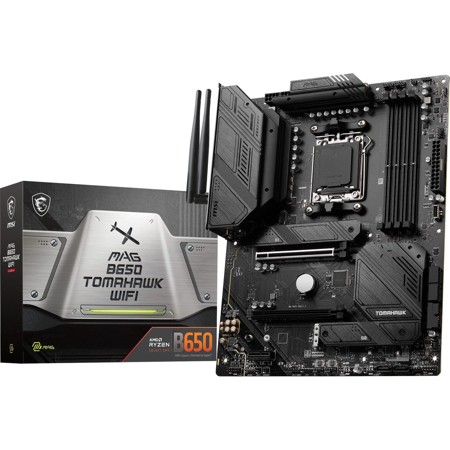 Msi mag b650 tomahawk wifi socket am5 moederbord (zwart, raid, 2.5 gb-lan, wi-fi 6e, bt, sound, atx)