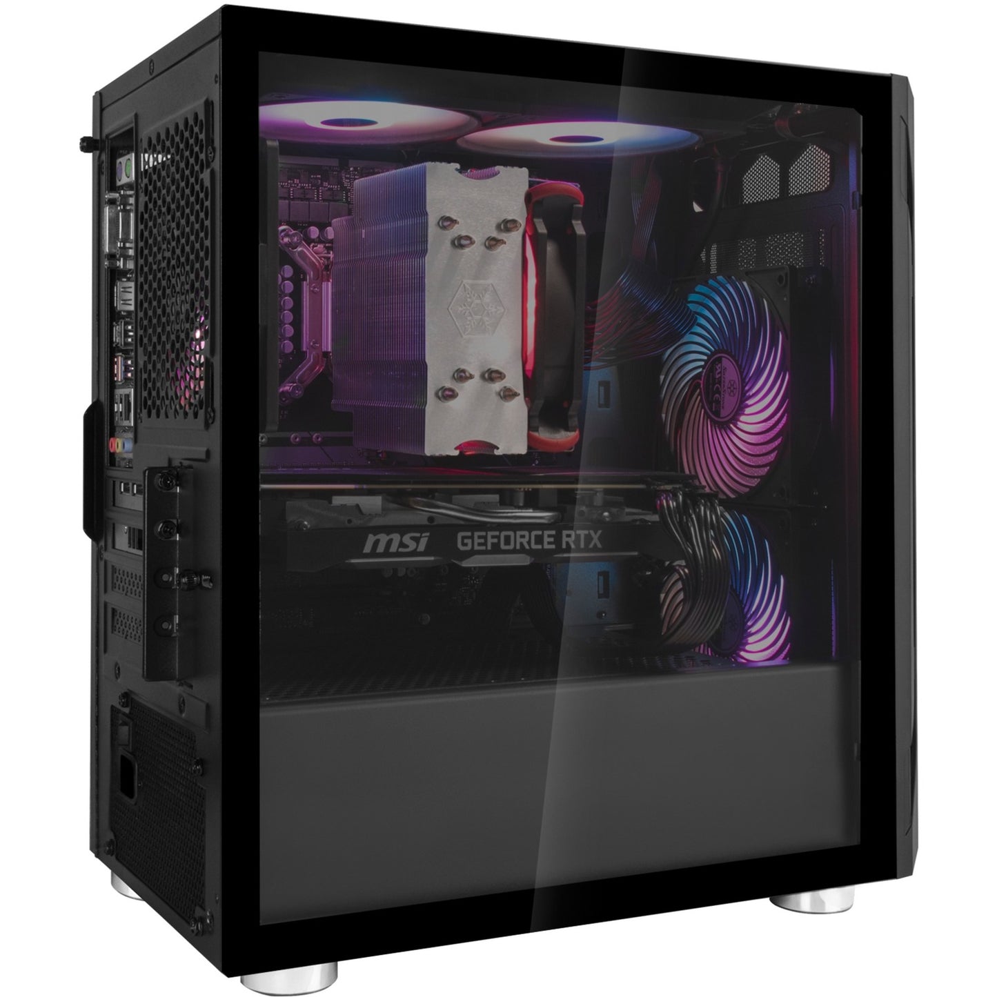 Silverstone sst-fah1mb-g midi tower behuizing (zwart | 3x usb-a | tempered glass)