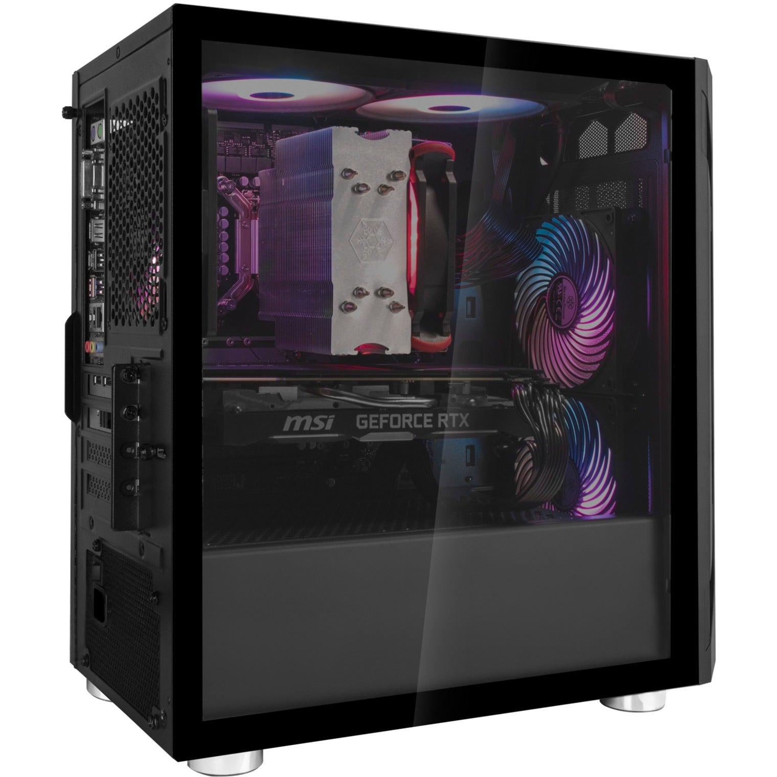 Silverstone sst-fah1mb-g midi tower behuizing (zwart | 3x usb-a | tempered glass)