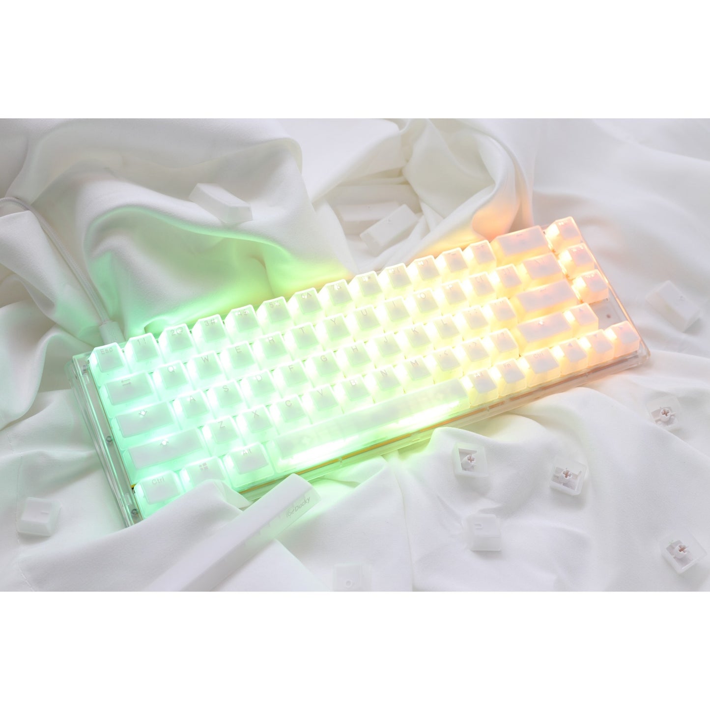 Ducky one 3 sf aura white rgb mechanisch toetsenbord (wit, us lay-out (qwerty), cherry mx brown, 65%, abs double shot, hot swap)