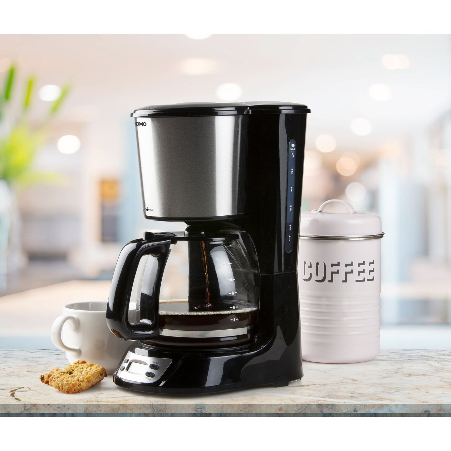 Domo koffiezet met timer en display do708k koffiefiltermachine (zwart, 1,5 liter)
