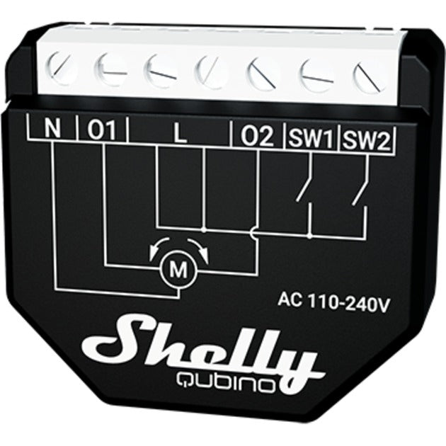 Shelly qubino wave shutter relais (zwart wit, 2-kanaals, z-wave)