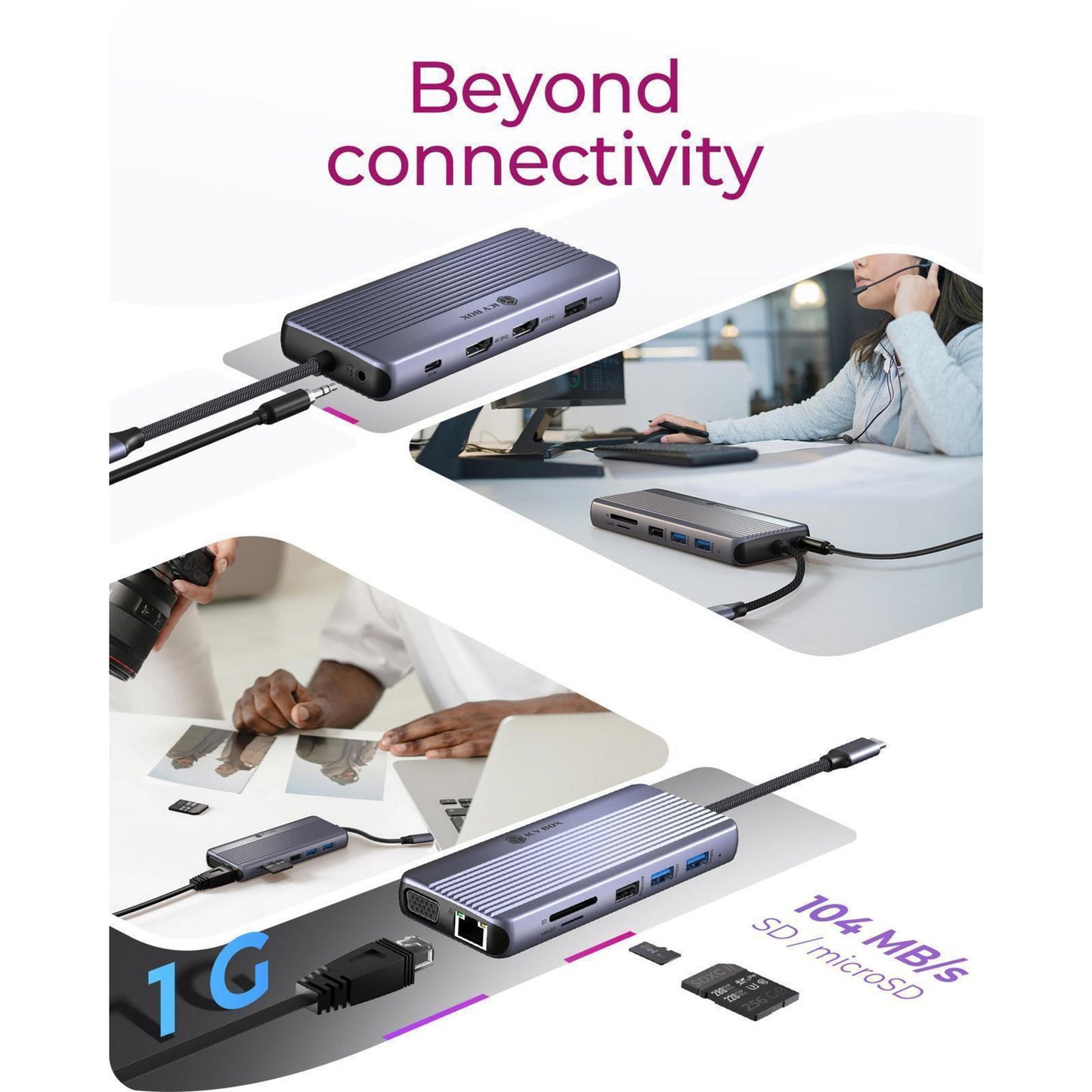Icy box ib-dk4062-cpd 12-in-1 dockingstation (aluminium)