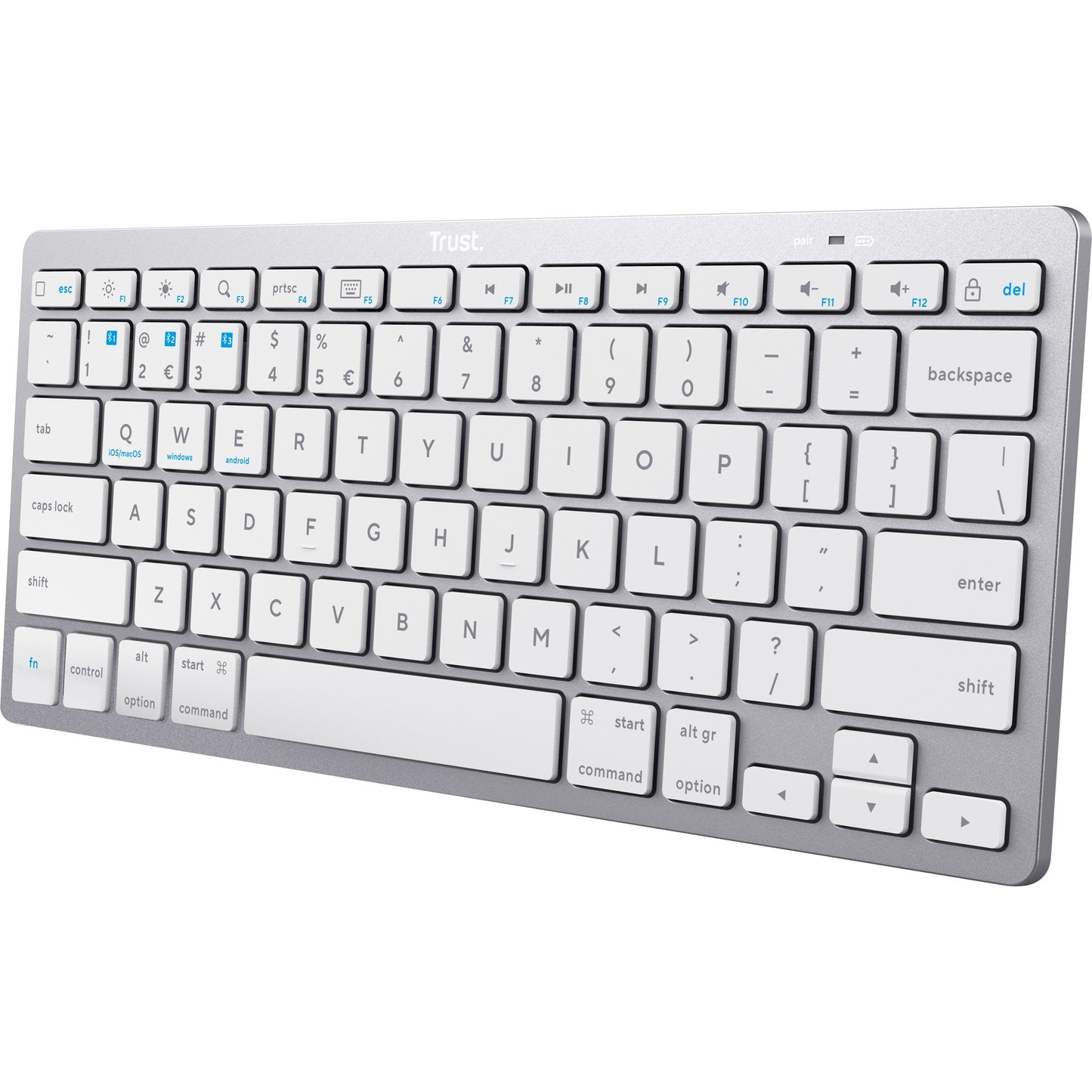 Trust wireless bluetooth keyboard (grijs, us lay-out (qwerty), scissor switches, 85%, bluetooth 4.0)