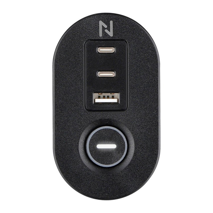 Neomounts ds22-840bl6 bureaucontactdoos met klem en usb-c en usb-a poorten - quick-charge stekkerdoos (zwart)