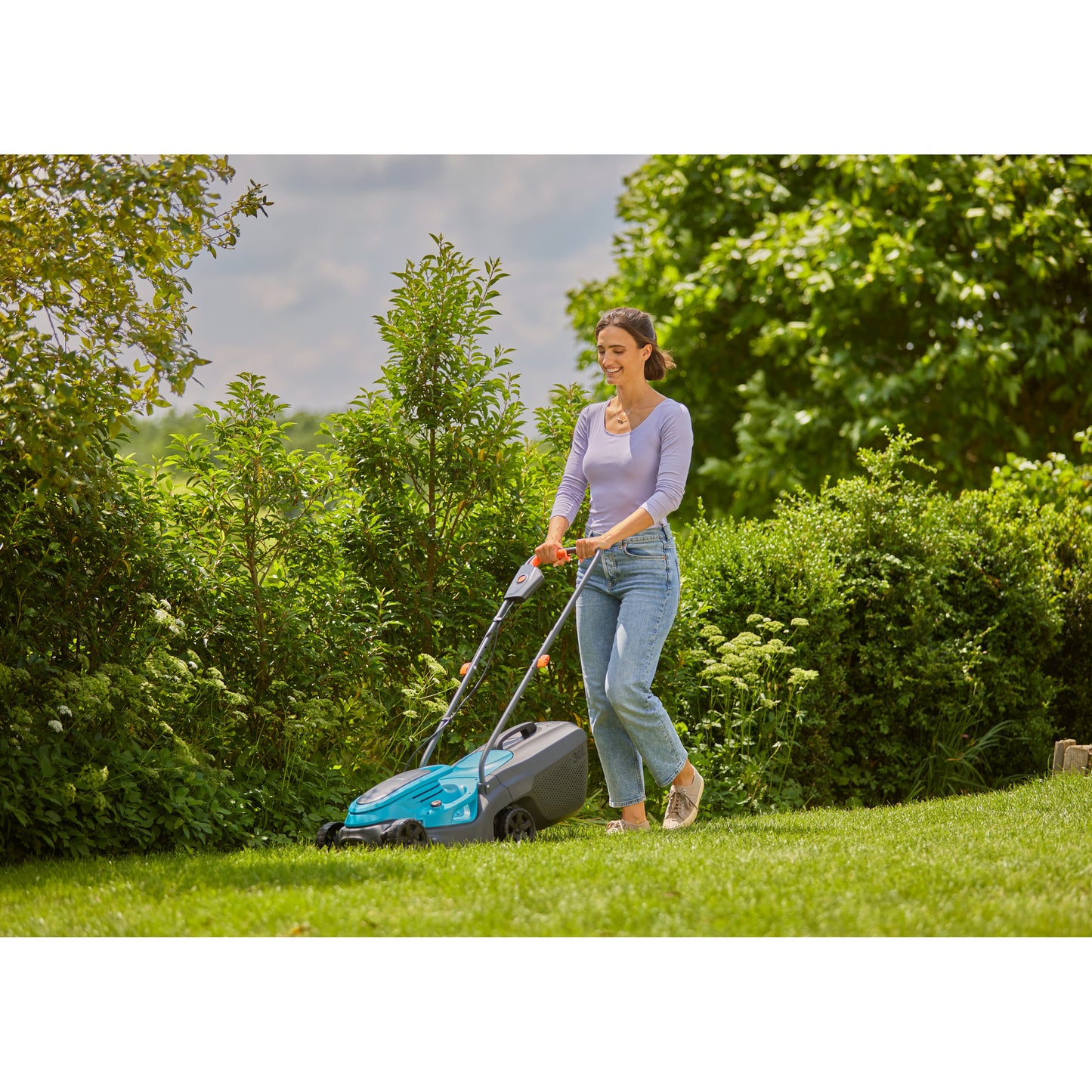 Gardena grasmaaier easymax 32 18v (turquoise grijs, accu en lader niet inbegrepen)
