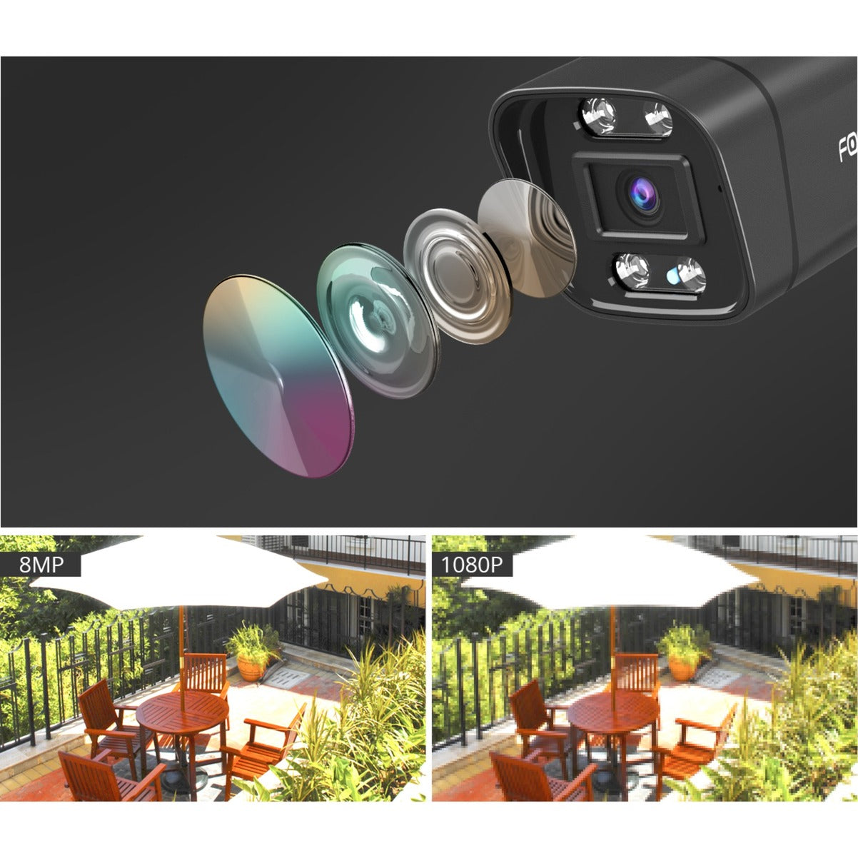 Foscam v8p, 4k 8mp dual-band wifi beveiligingscamera (wit, met geluid- en lichtalarm)