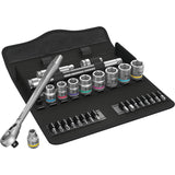 Wera 8100 sb 11 zyklop metalen ratelset, 3 8 gereedschapsset (zwart groen, 29-delig, volledig metalen ratel met vierkantaandrijving) - afbeelding 1