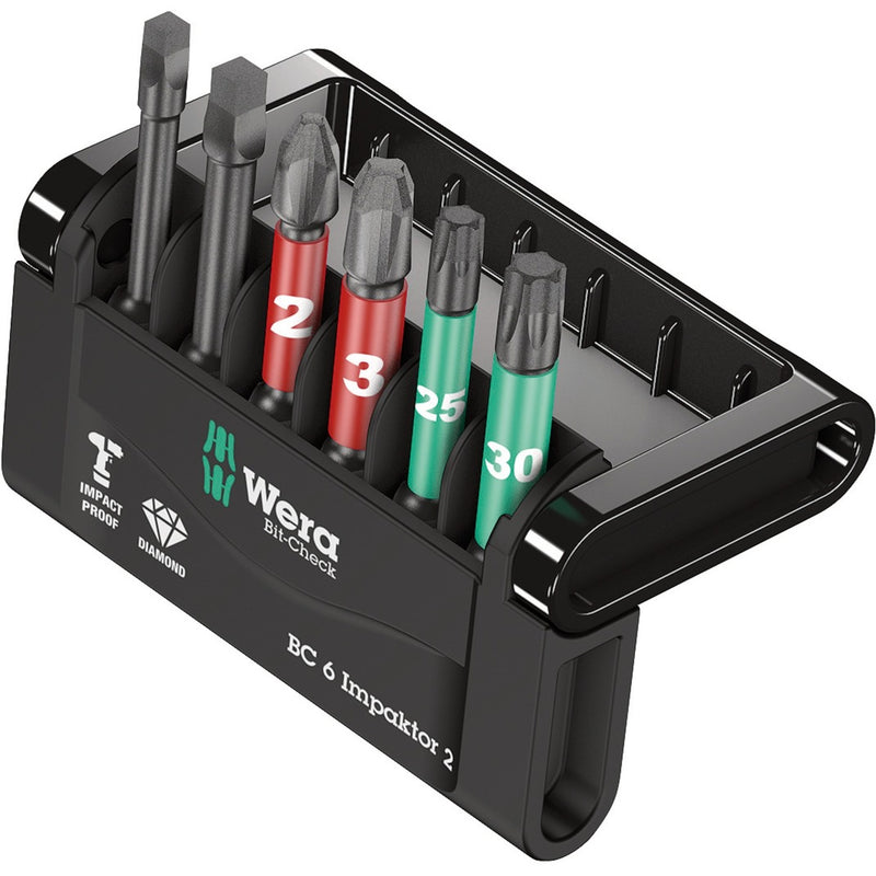 Wera bit-check 6 impaktor 2 bitset (zwart, 6-delig)