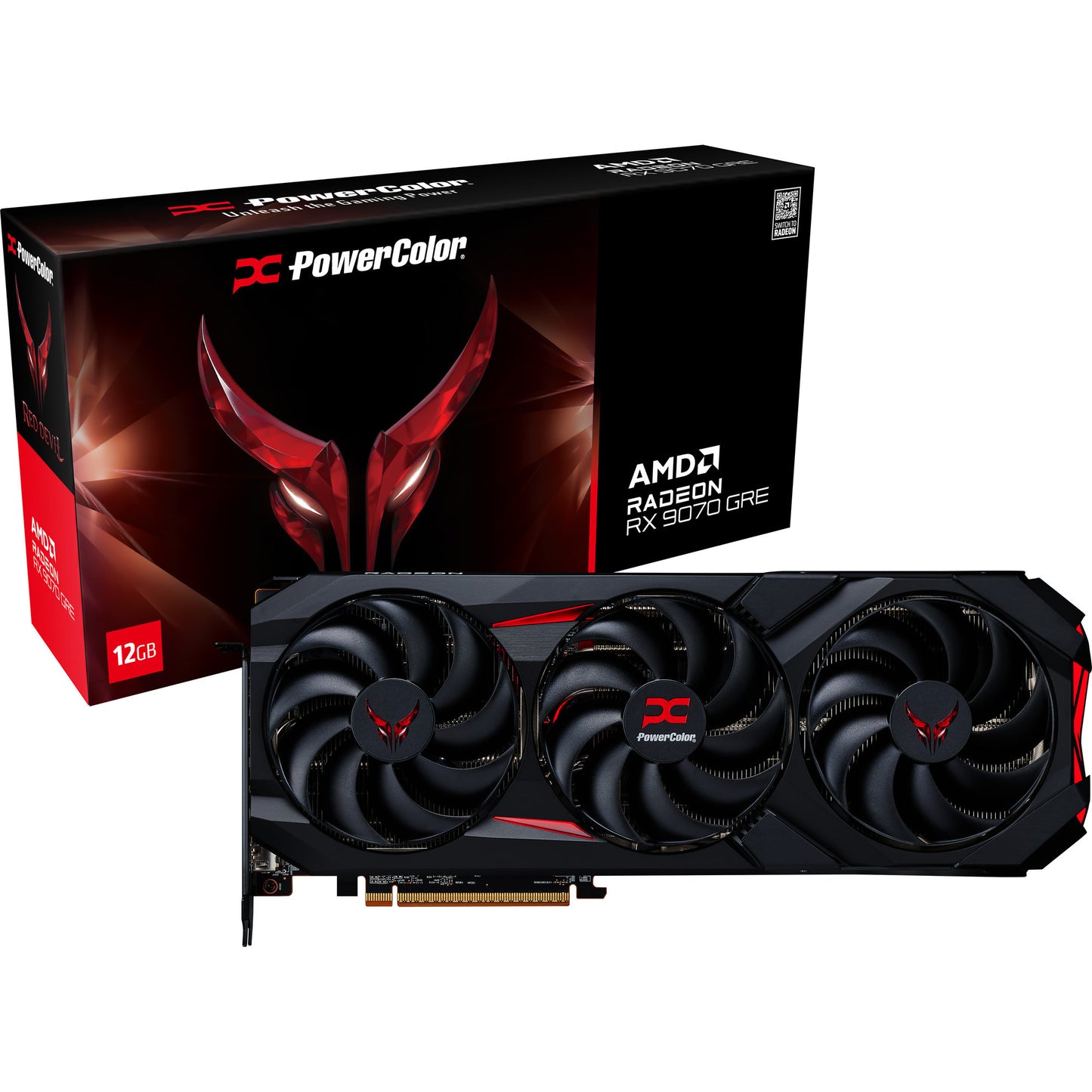 Powercolor radeon rx 9070 gre red devil 12gb gddr6 grafische kaart (zwart, rdna4, 3x displayport, 1x hdmi 2.1)